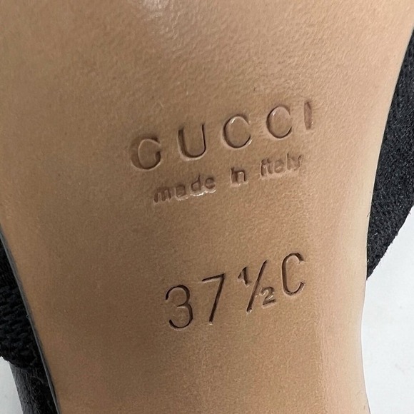 Vintage Gucci GG Monogram Horsebit Chain Mule Heels Y2K Black 37.5 C - Picture 8 of 10